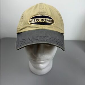 Vintage Abercrombie Hat Cap Strap Back Khaki Embroidered Patch Mens 90s